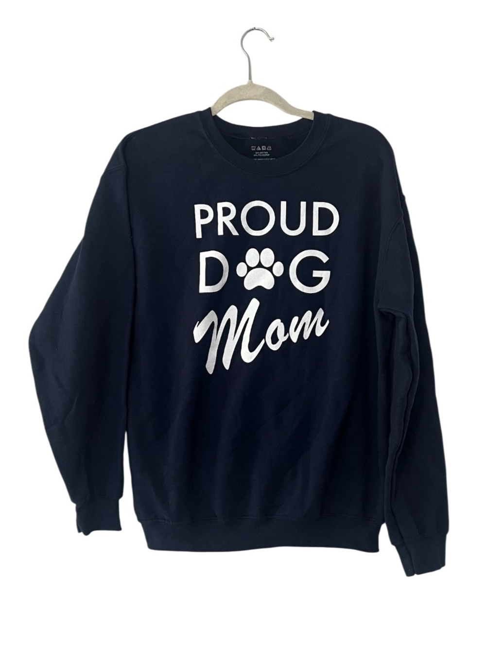 Dog Mom Sweatshirt “Proud Dog Mom” Navy Blue Pullover
